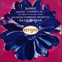 Barber: Adagio; Symphony No. 1; The School for Scandal; Essays von David Zinman