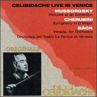 Mussorgsky: Pictures at an Exhibition; Cherubini: Symphony in D Major; Bäck: Intrada for Orchestra von Sergiu Celibidache