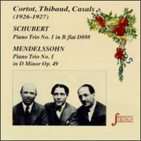 Schubert/Mendelssohn: Piano Trios von Alfred Cortot