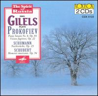 Sergei Prokofiev: Piano Sonata No. 8 Op. 84; Visions fugitives, Op. 22; Schumann: Nachtstücke, Op. 25 von Emil Gilels