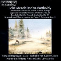 Mendelssohn: Concerto in D minor for Violin, Piano & Strings; Capriccio brilliant Op. 22; Rondo brilliant Op. 29 von Various Artists