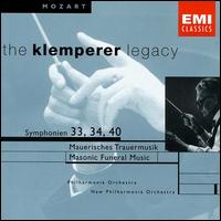 Mozart: Symphonies 33, 34, 40; Masonic Funeral Music von Otto Klemperer