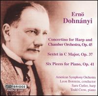 Ernö Dohnányi: Concertino for Harp and Chamber Orchestra; Sextet in C major; Six Pieces for Piano von Leon Botstein