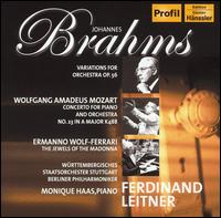 Brahms: Variations for Orchestra, Op. 56; Mozart: Concerto for Piano and Orchestra No. 23; Wolf-Ferrari: The Jewels o von Ferdinand Leitner