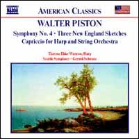 Walter Piston: Symphony No. 4; Three New England Sketches; Capriccio for Harp and String Orchestra von Gerard Schwarz